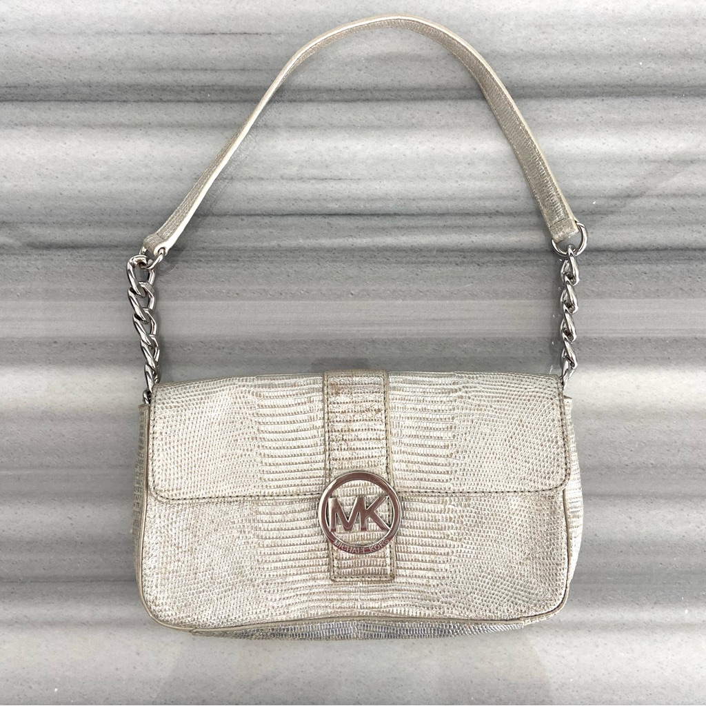 Michael Kors Silver Metallic Python Bag
